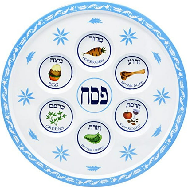 Seder Plate Passover Plate Melamine Floral Design Passover Seder Plates 12-Pack The Dreidel Company 